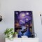 Paint by Numbers Kit for Adults with Frame, Starry Night Paint by Numbers with Easel, DIY Town River Boat Paint by Numbers Landscape for Home Wall Decor